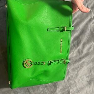 Michael Kors Green Tote with Gold Details